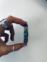 Load image into Gallery viewer, Fred Harvey Era Silver and Genuine Turquoise Cuff