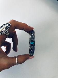Fred Harvey Era Silver and Genuine Turquoise Cuff