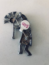 Load image into Gallery viewer, Vintage Sterling Silver and Genuine Turquoise Dancing Kachina Pin