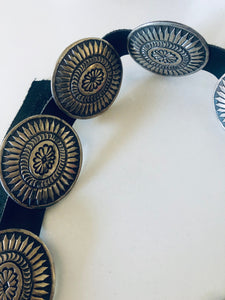Sterling Silver and Genuine Leather Concho Belt