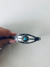 Load image into Gallery viewer, Fred Harvey Era Silver and Genuine Turquoise Compass Cuff