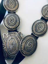 Load image into Gallery viewer, Sterling Silver and Genuine Leather Concho Belt