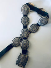 Load image into Gallery viewer, Sterling Silver and Genuine Leather Concho Belt