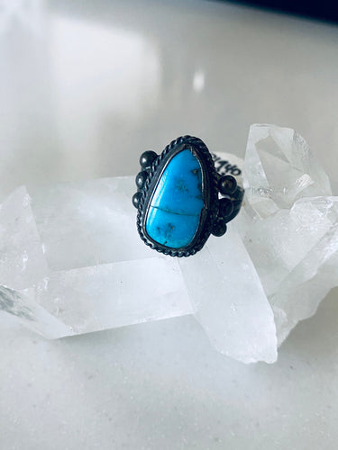 Size 8 Boho Turquoise and Sterling Silver Ring