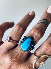 Load image into Gallery viewer, Size 8 Boho Turquoise and Sterling Silver Ring