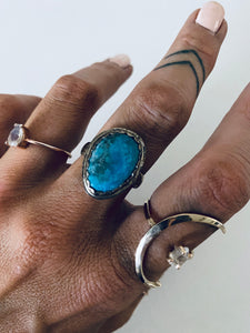 Size 8.5 Boho Oval Turquoise and Sterling Ring