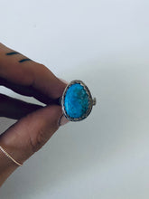 Load image into Gallery viewer, Size 8.5 Boho Oval Turquoise and Sterling Ring