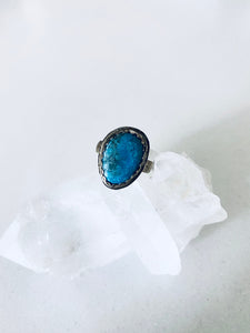 Size 8.5 Boho Oval Turquoise and Sterling Ring