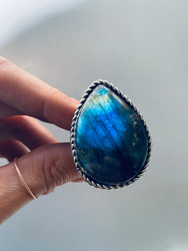 Size 7.25 Custom Sterling Silver Labradorite Ring