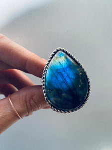 Size 7.25 Custom Sterling Silver Labradorite Ring