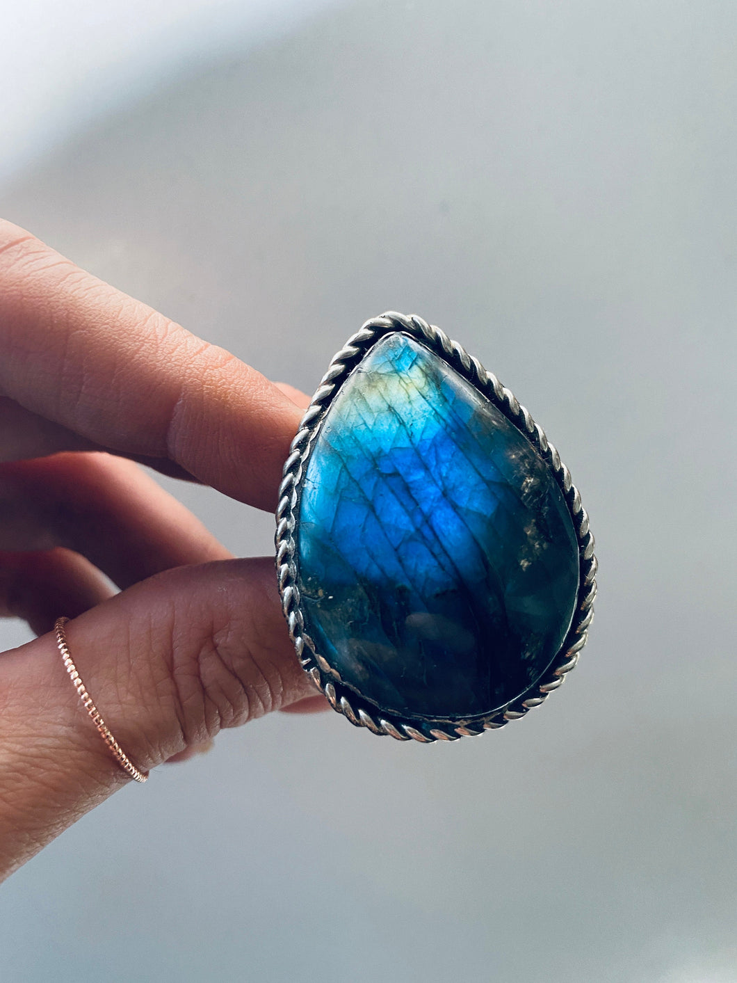 Size 7.25 Custom Sterling Silver Labradorite Ring