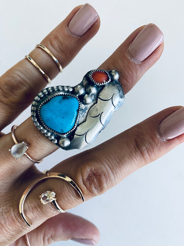 Size 6.5 Vintage Sterling Silver Turquoise Ring