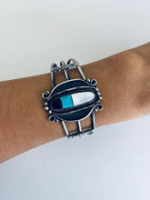 Load image into Gallery viewer, Boho Vintage Sterling Silver and Turquoise MOP and Onyx Cuff