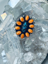 Load image into Gallery viewer, Sterling Silver with Spiny Oyster and Genuine Turquoise Blossom Ring