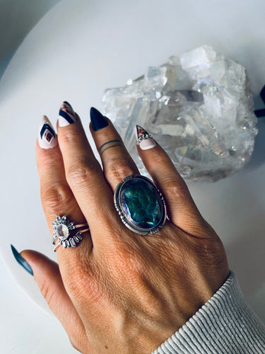 Size 6 Stunning Sterling Silver and Grape Druzy Ring