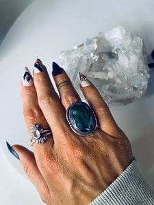 Size 6 Stunning Sterling Silver and Grape Druzy Ring