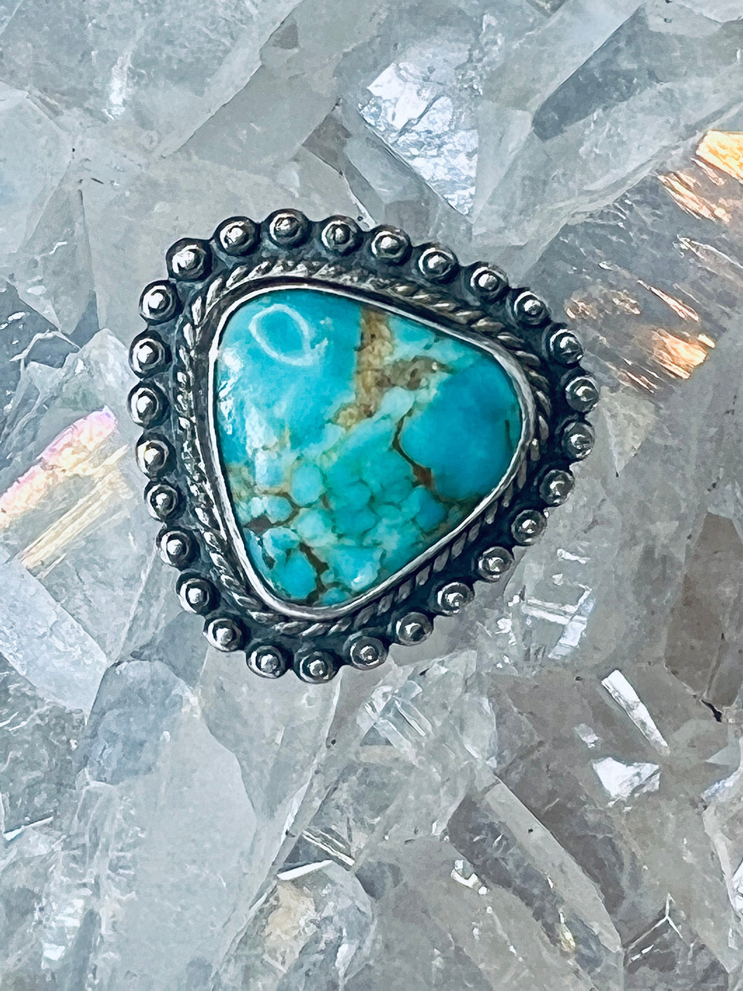 Size 5 Beautiful Vintage Sterling Silver and Genuine Turquoise Ring