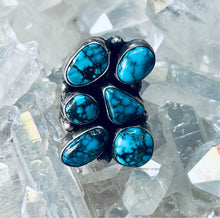 Load image into Gallery viewer, Stunning Sterling Silver and Genuine Turquoise Cluster Ring