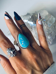 Size 10.5 Stunning Sterling Silver and Genuine Turquoise Ring