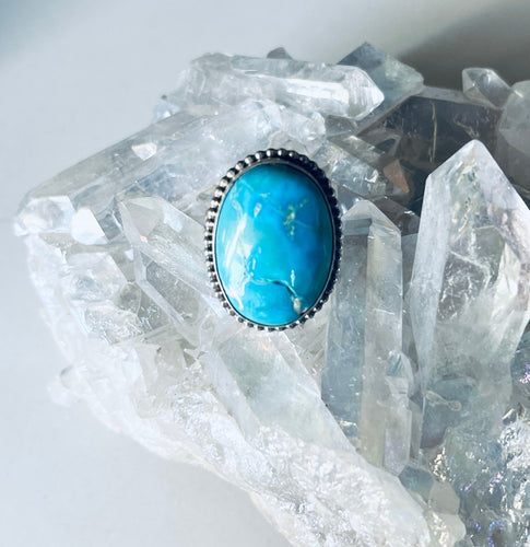 Size 10.5 Sterling Silver and Genuine Turquoise Ring