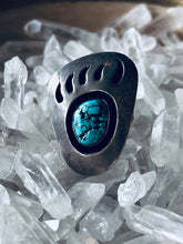 Load image into Gallery viewer, Size 7 Vintage Bear Paw Sterling Silver and Turquoise Ring