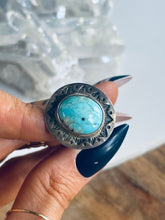 Load image into Gallery viewer, Size 8 Vintage Sterling Silver and Genuine Turquoise Ring