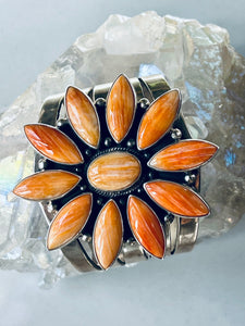 Beautiful Huge Sterling Silver and Spiny Oyster Cuff