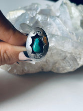 Load image into Gallery viewer, Size 5.5 Vintage Sterling Silver and Turquoise Nugget Shadowbox Ring