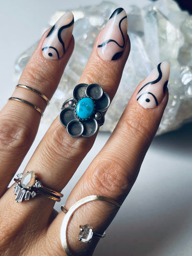 Size 6.5 Vintage Turquoise and Sterling Silver Ring