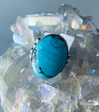 Load image into Gallery viewer, Size 9 Stunning Sterling Silver and Genuine Turquoise Ring