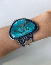Load image into Gallery viewer, Sterling Silver and Turquoise Leaf Cuff