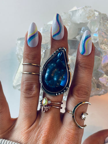 Size 6 Tourmalated Druzy and Sterling Silver Ring