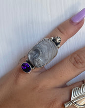 Load image into Gallery viewer, Size 6 Boho Sterling Silver and Amethyst Ring