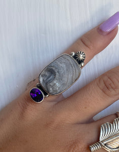 Size 6 Boho Sterling Silver and Amethyst Ring