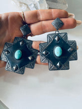 Load image into Gallery viewer, Sterling Silver and Turquoise Cross Earrings