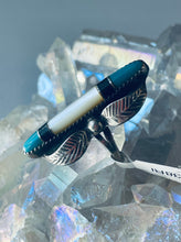 Load image into Gallery viewer, Size 7 Vintage Turquoise, MOP, Onyx and Sterling Silver Ring