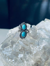 Load image into Gallery viewer, Size 4 Vintage Turquoise and Sterling Silver Ring