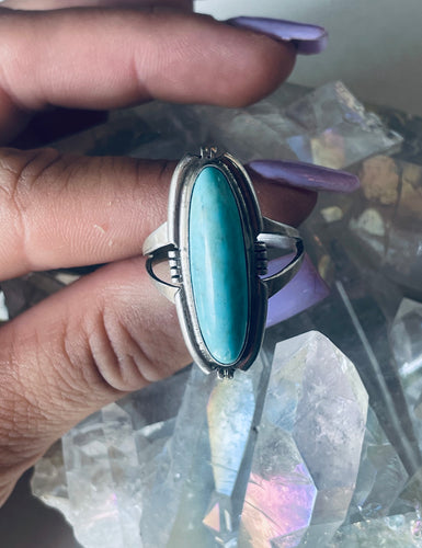Size 9 Stunning Sterling Silver and Genuine Turquoise Ring