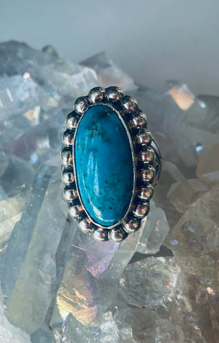Size 7 Stunning Vintage Sterling Silver and Genuine Turquoise Ring