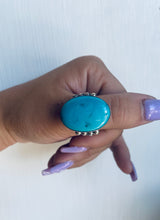 Load image into Gallery viewer, Size 12 Stunning Sterling Silver and Genuine Turquoise Ring
