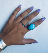 Load image into Gallery viewer, Size 9 Stunning Sterling Silver and Genuine Turquoise Ring