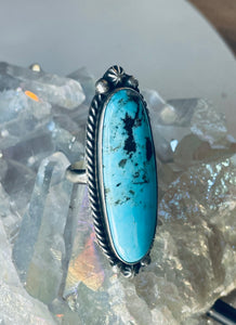 Size 9 Stunning Sterling Silver and Genuine Turquoise Ring