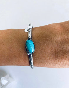 Boho Vintage Sterling and Turquoise Cuff