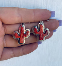 Load image into Gallery viewer, Sterling and Genuine Spiny Oyster Cactus Earrings