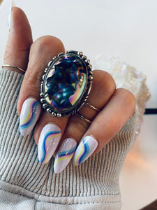 Size 5.5 Tourmalated Purple Druzy Ring