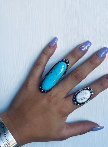 Size 7 Stunning Sterling Silver and Genuine Turquoise Ring