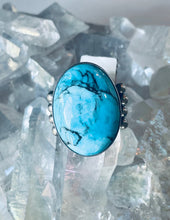 Load image into Gallery viewer, Size 8 Stunning Sterling Silver and Genuine Turquoise Ring
