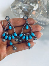 Load image into Gallery viewer, Sterling and Genuine Turquoise Nugget Earrings