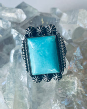 Load image into Gallery viewer, Size 9.5 Stunning Sterling Silver and Genuine Turquoise Rectangle Ring