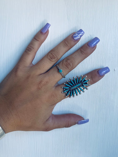Size 8.5 Stunning Sterling Silver and Genuine Turquoise Ring